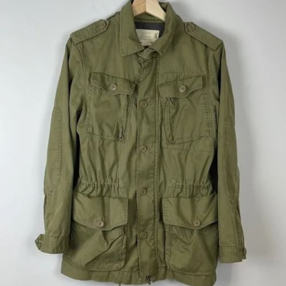 J. Crew Twill Chino Weathered / Broken-in Green Utility Jacket 100% Cotton